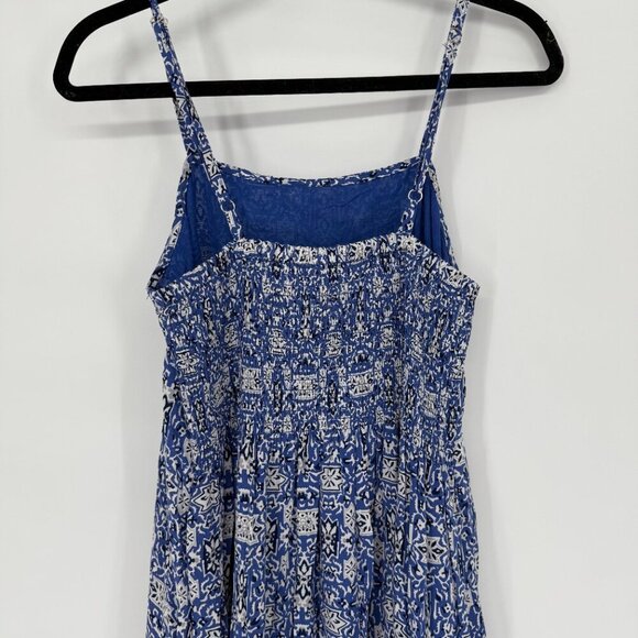 Chelsea & Theodore Square Neck Tiered Maxi Dress Size Medium Blue White Beachy - Picture 4 of 9